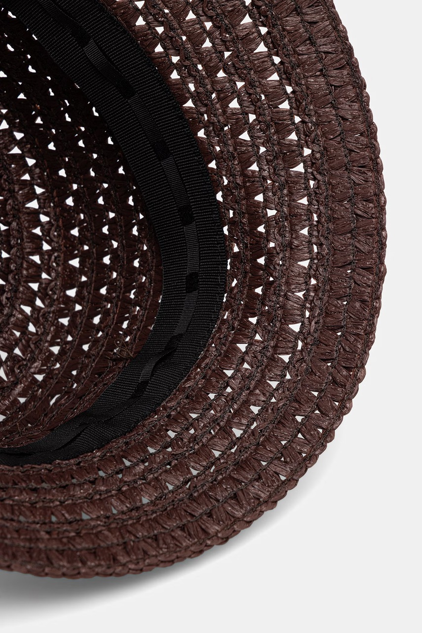 LE SH KA ψάθινο καπέλο Γυναικείο με βισκόζη Brown Bucket Hat φωτογραφία