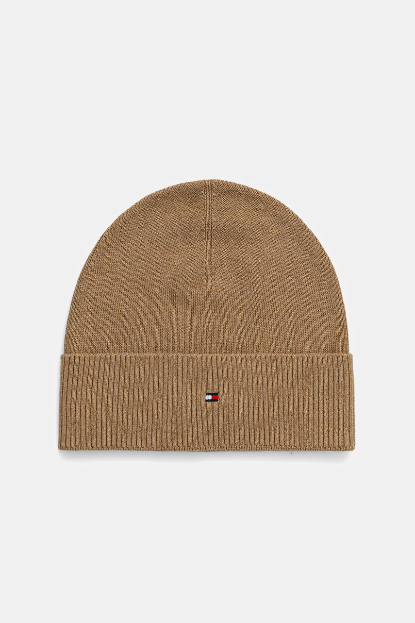Levně Čepice s příměsí kašmíru Tommy Hilfiger béžová barva, AM0AM14068