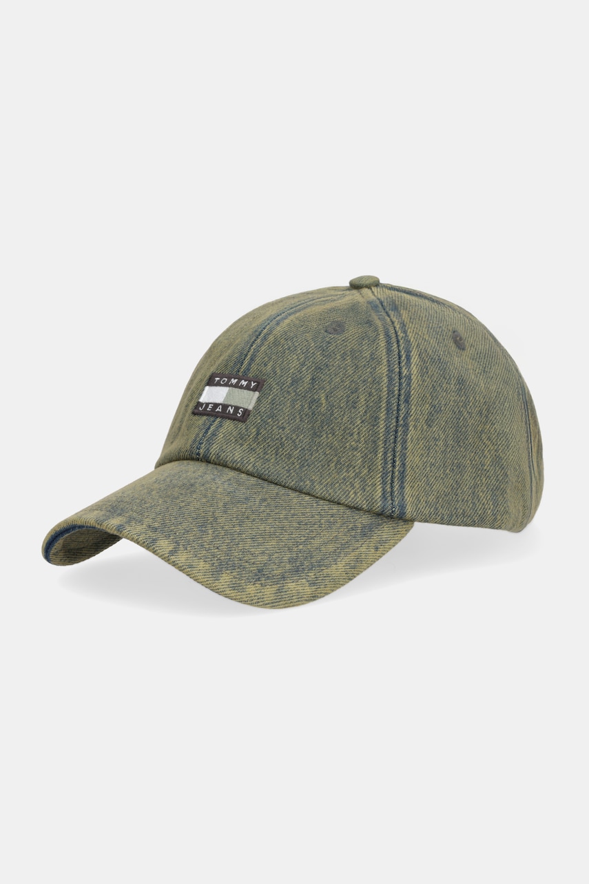 Tommy Jeans șapcă de baseball din denim culoarea verde, AM0AM13853