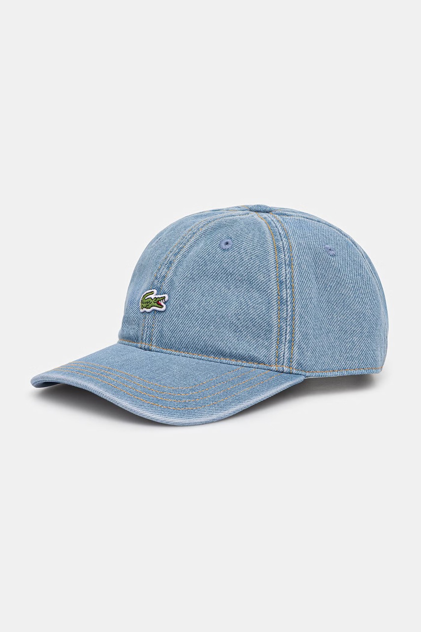 Lacoste czapka z daszkiem jeansowa