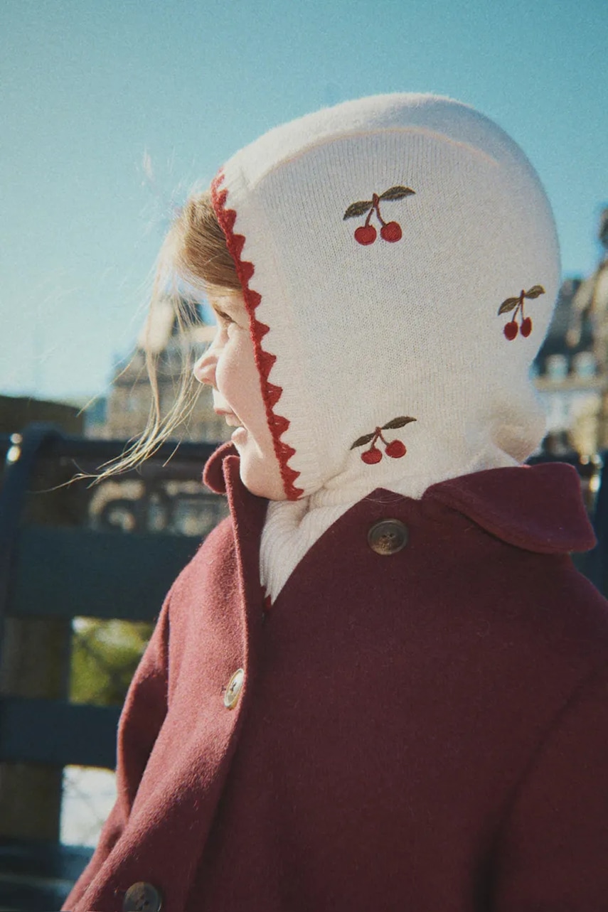 Levně Dětský vlněný nákrčník Konges Sløjd COLLETTE BALACLAVA béžová barva, KS104269