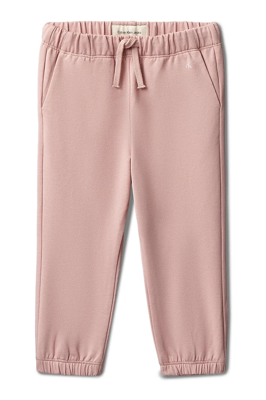 Levně Dětská tepláková souprava Calvin Klein Jeans růžová barva, IN0IN00347