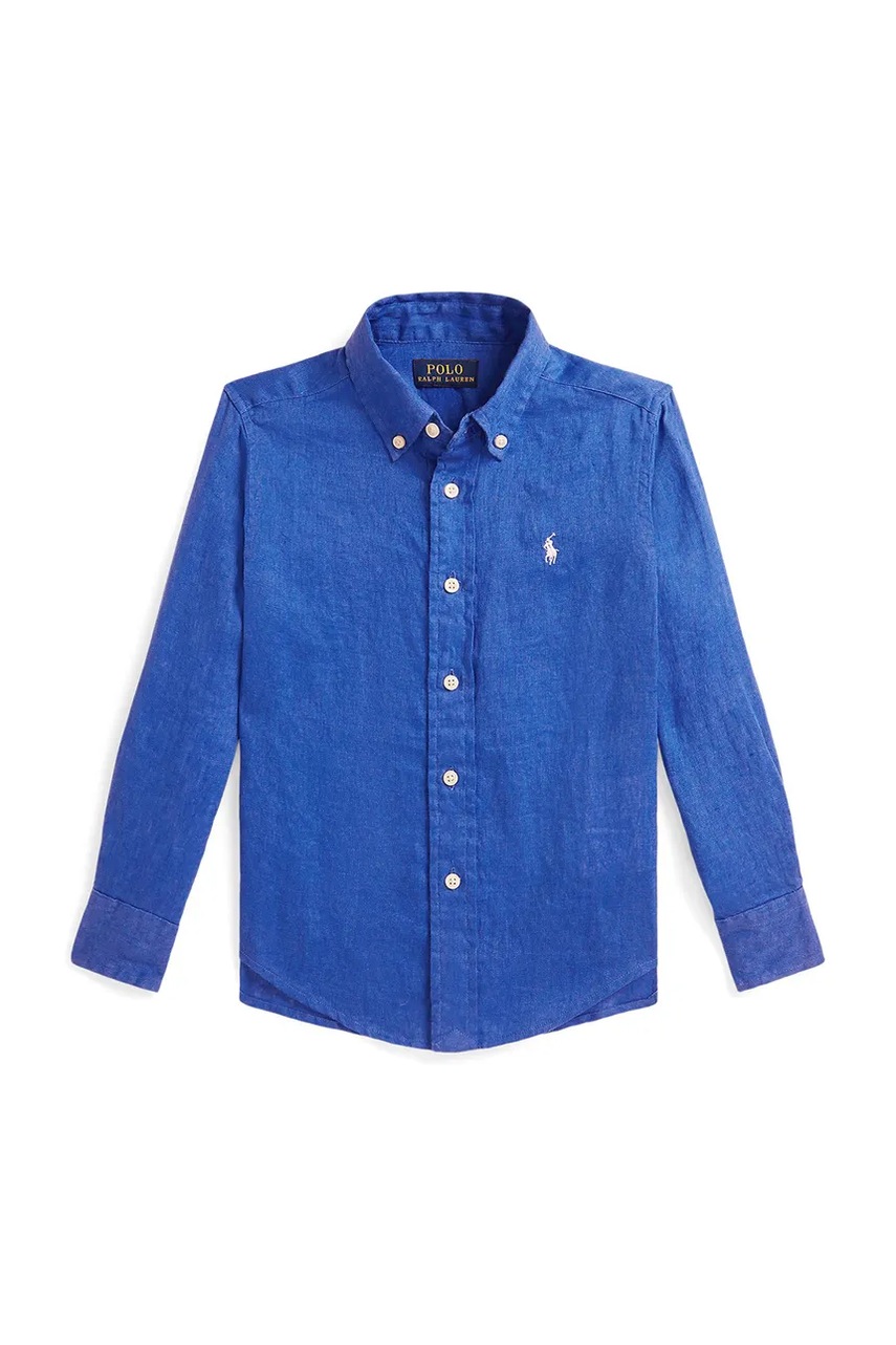 Levně Lněná košile Polo Ralph Lauren modrá barva, 322967600500