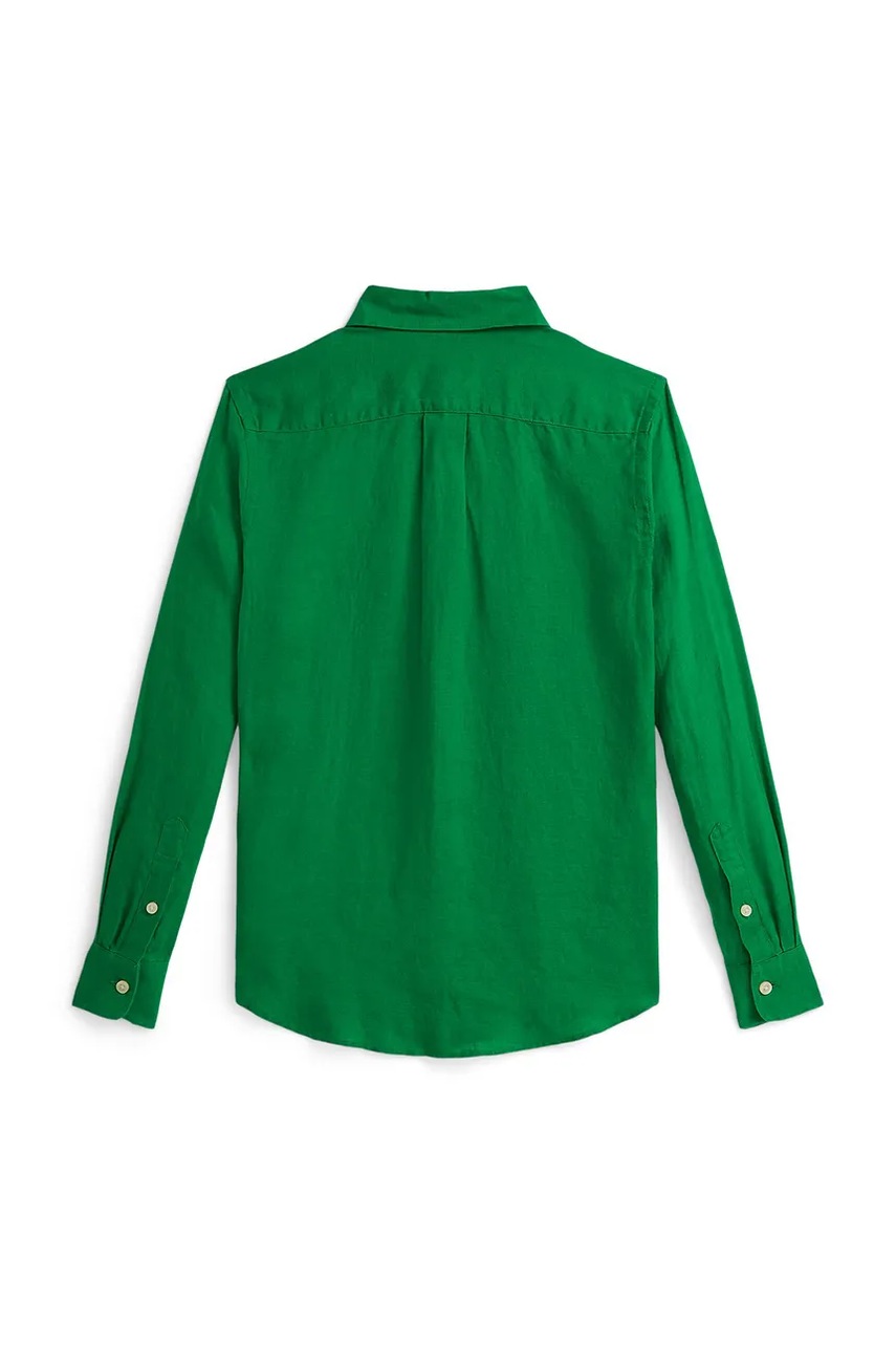 Детская льняная рубашка Polo Ralph Lauren цвет зелёный 323967600500