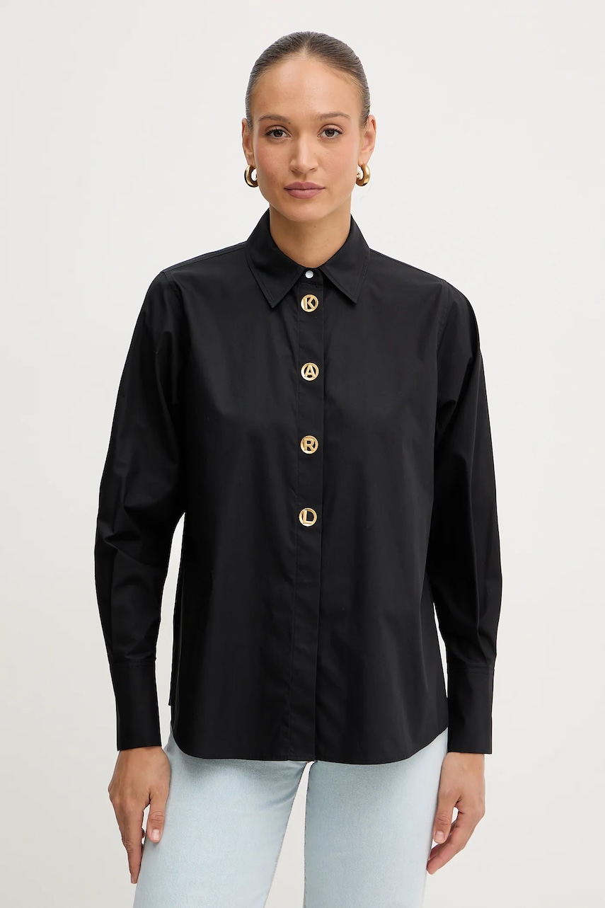 Karl Lagerfeld cămașă din bumbac culoarea negru, cu guler clasic, regular, B1W11012