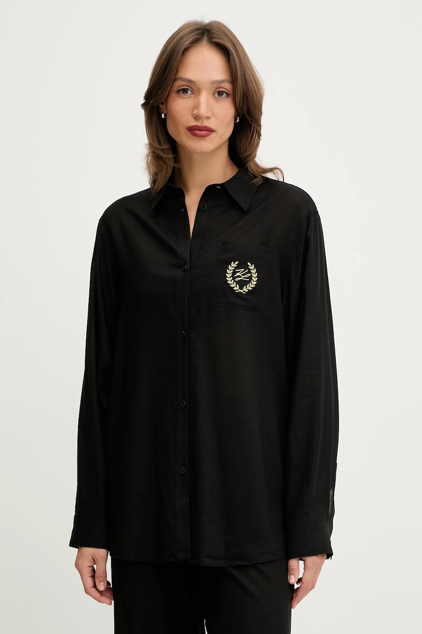 Karl Lagerfeld cămașă de plajă din amestec de in HOTEL KARL