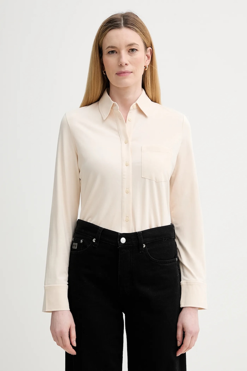 Marc O'Polo cămașă culoarea bej, cu guler clasic, regular, 600200152201