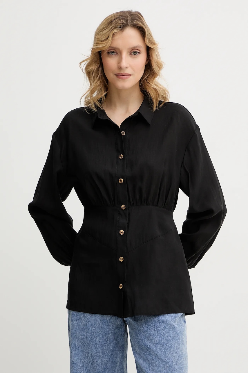 Never Fully Dressed cămașă Zoe culoarea negru, cu guler clasic, regular, NFDTO2098