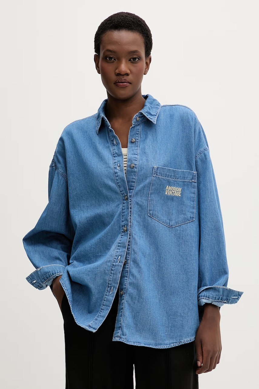 American Vintage Πουκάμισο γυναικείο ντένιμ IZE06A μπλε M/L