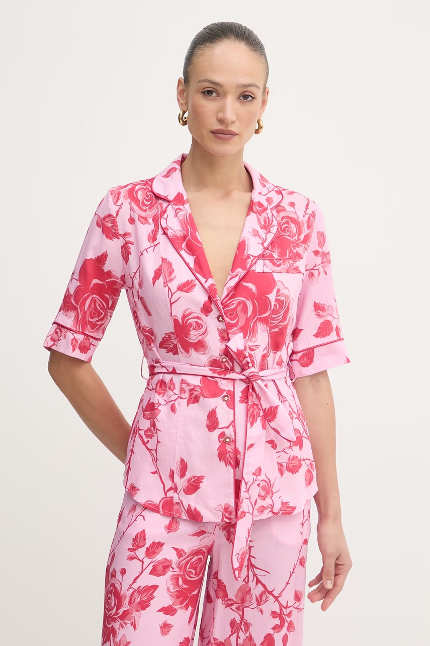 Fracomina bluză tip cămașă pentru femei, cu amestec de in