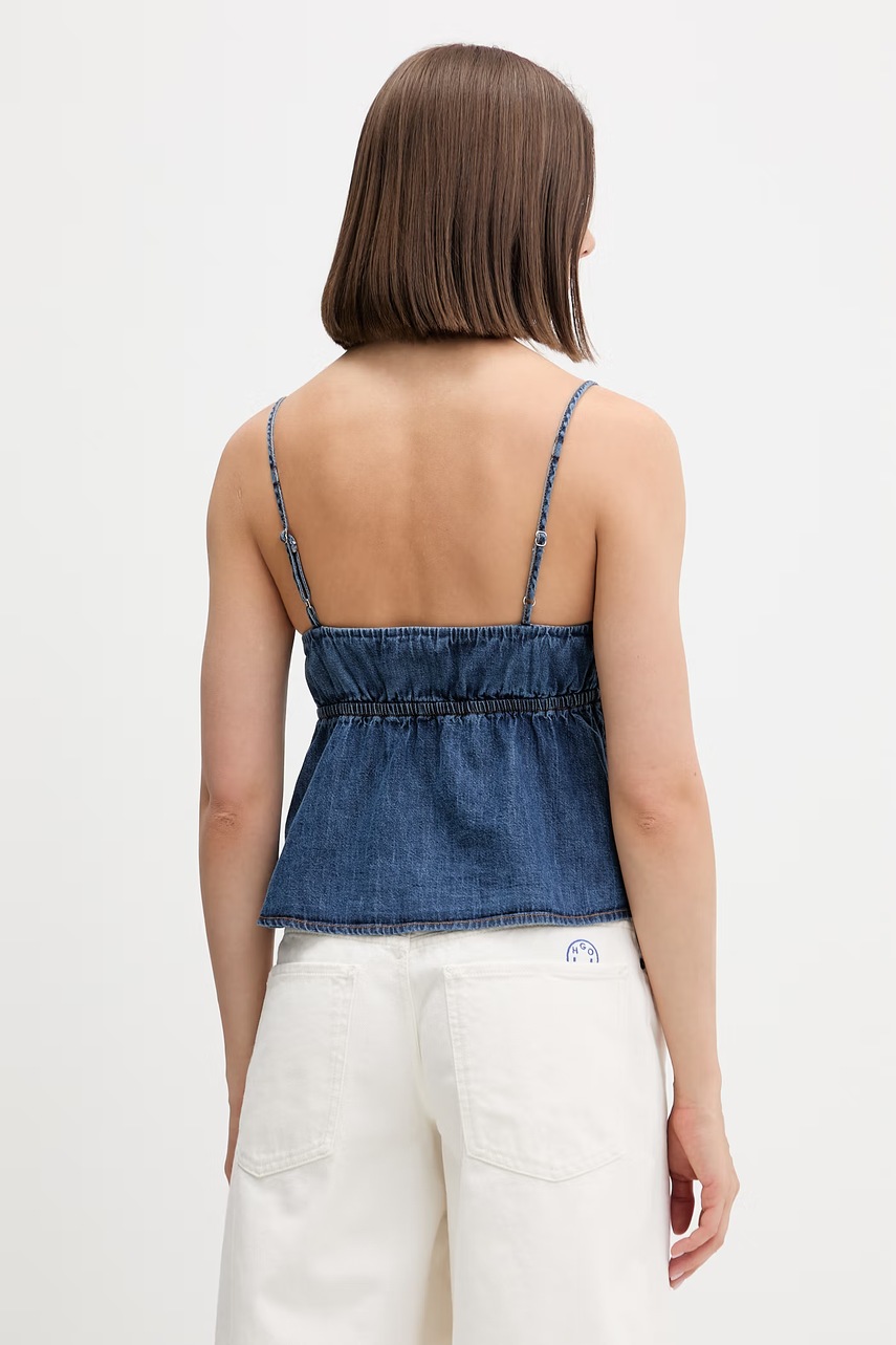Tommy Jeans blúzka s ramienkami dámska rifľová