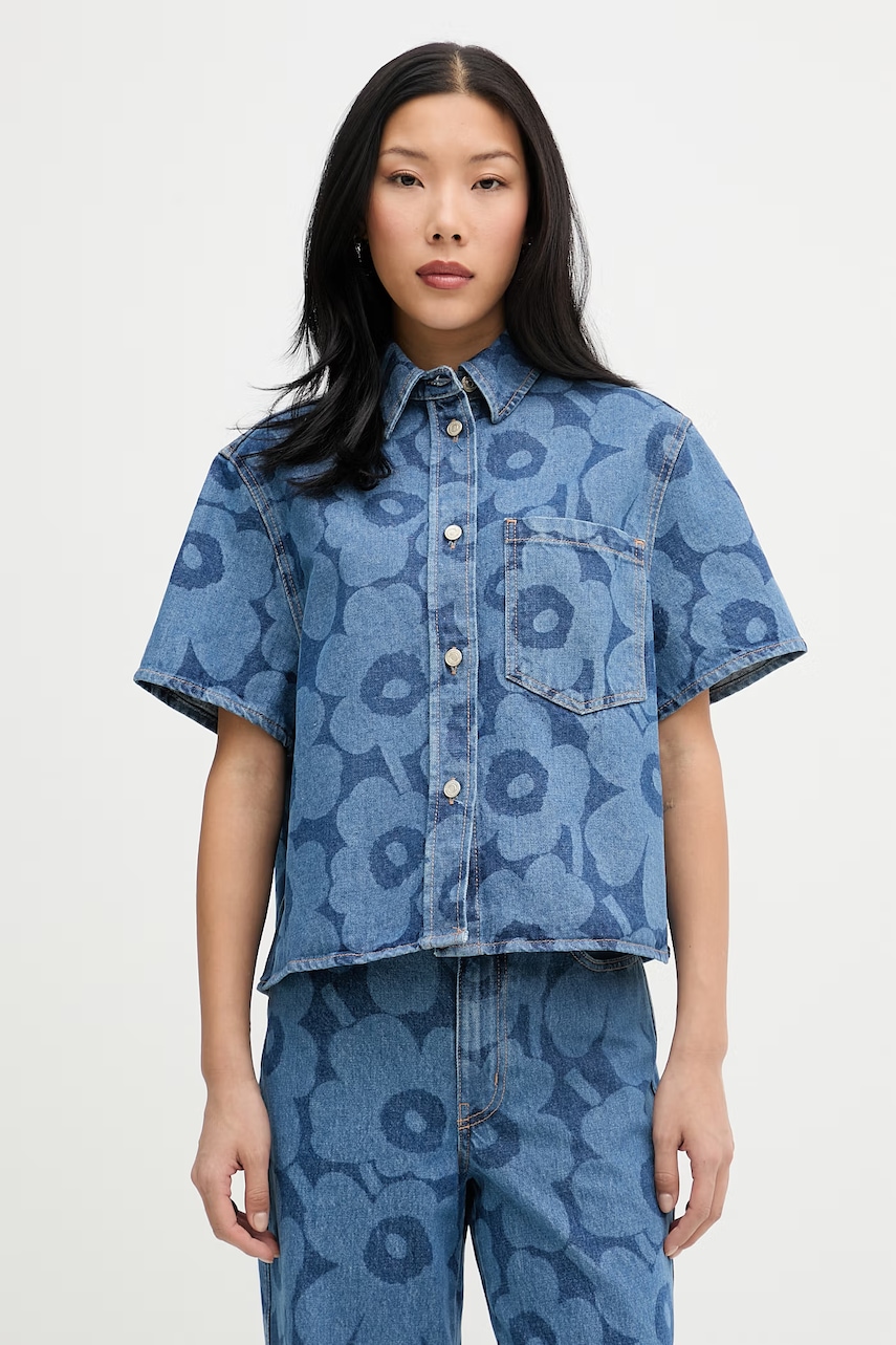 Marimekko cămașă pentru femei, din denim