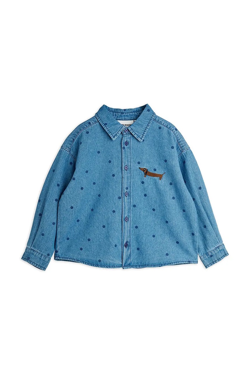 Детская джинсовая рубашка Mini Rodini denim dots