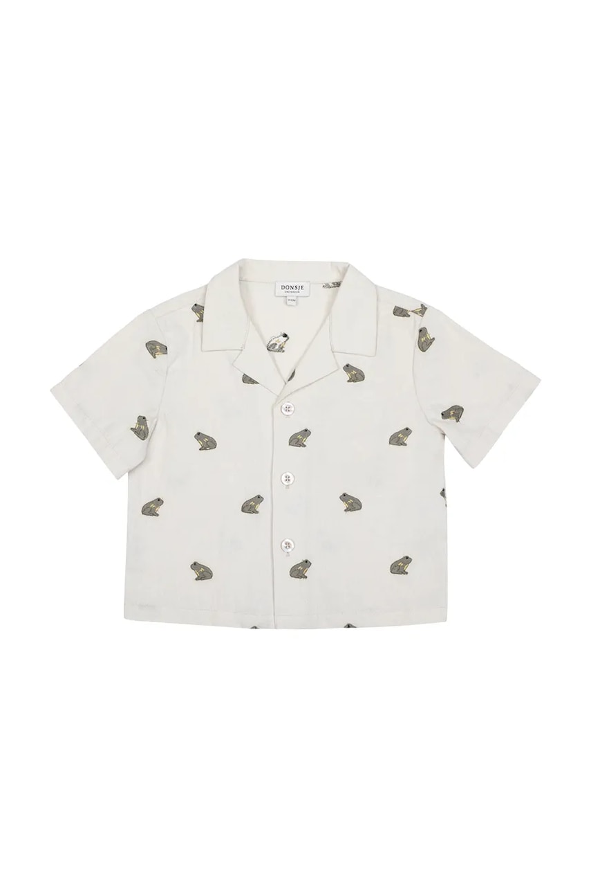 Detská košeľa s prímesou ľanu Donsje Deccie Shirt Frogs