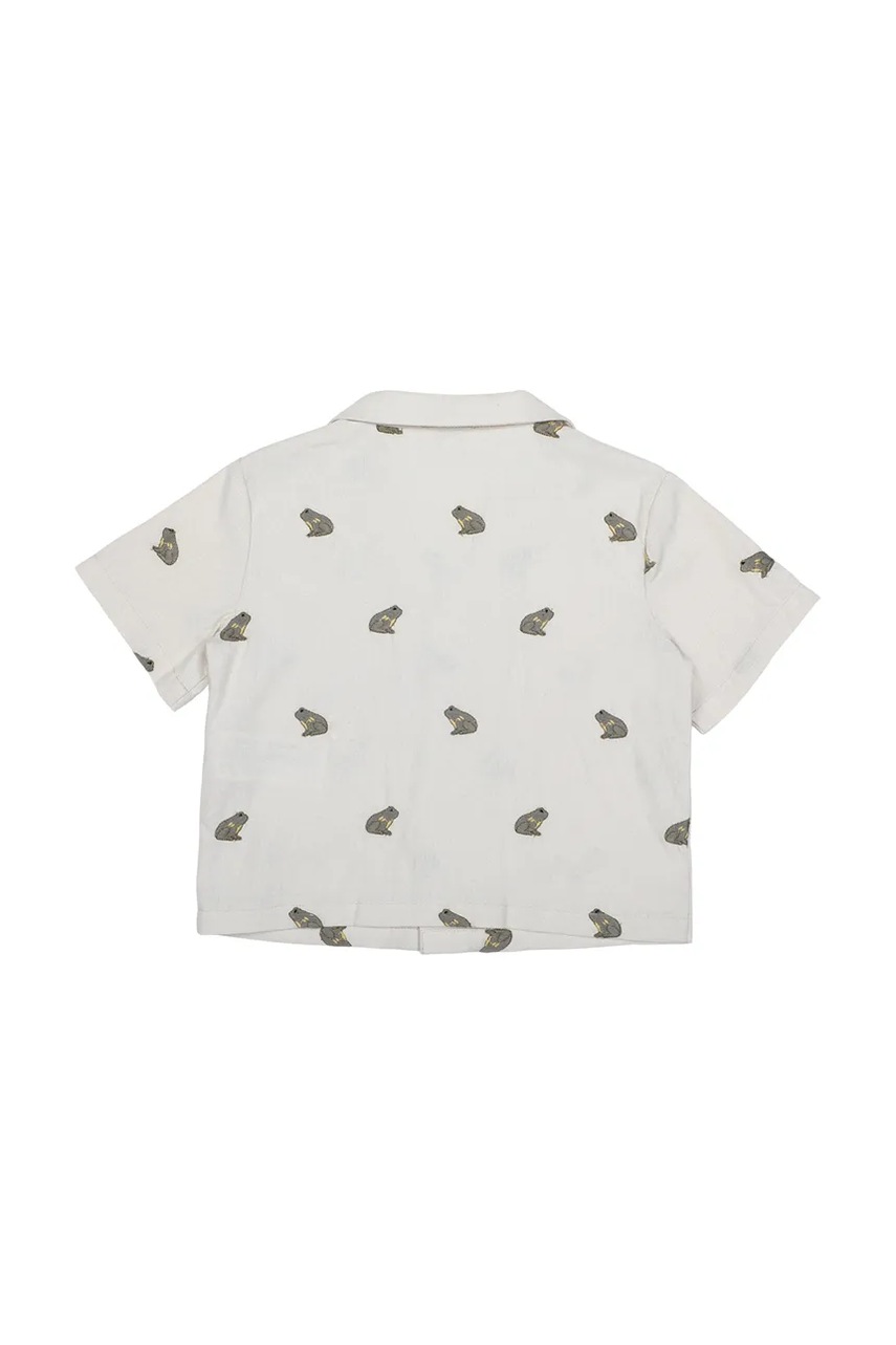 Detská košeľa s prímesou ľanu Donsje Deccie Shirt Frogs