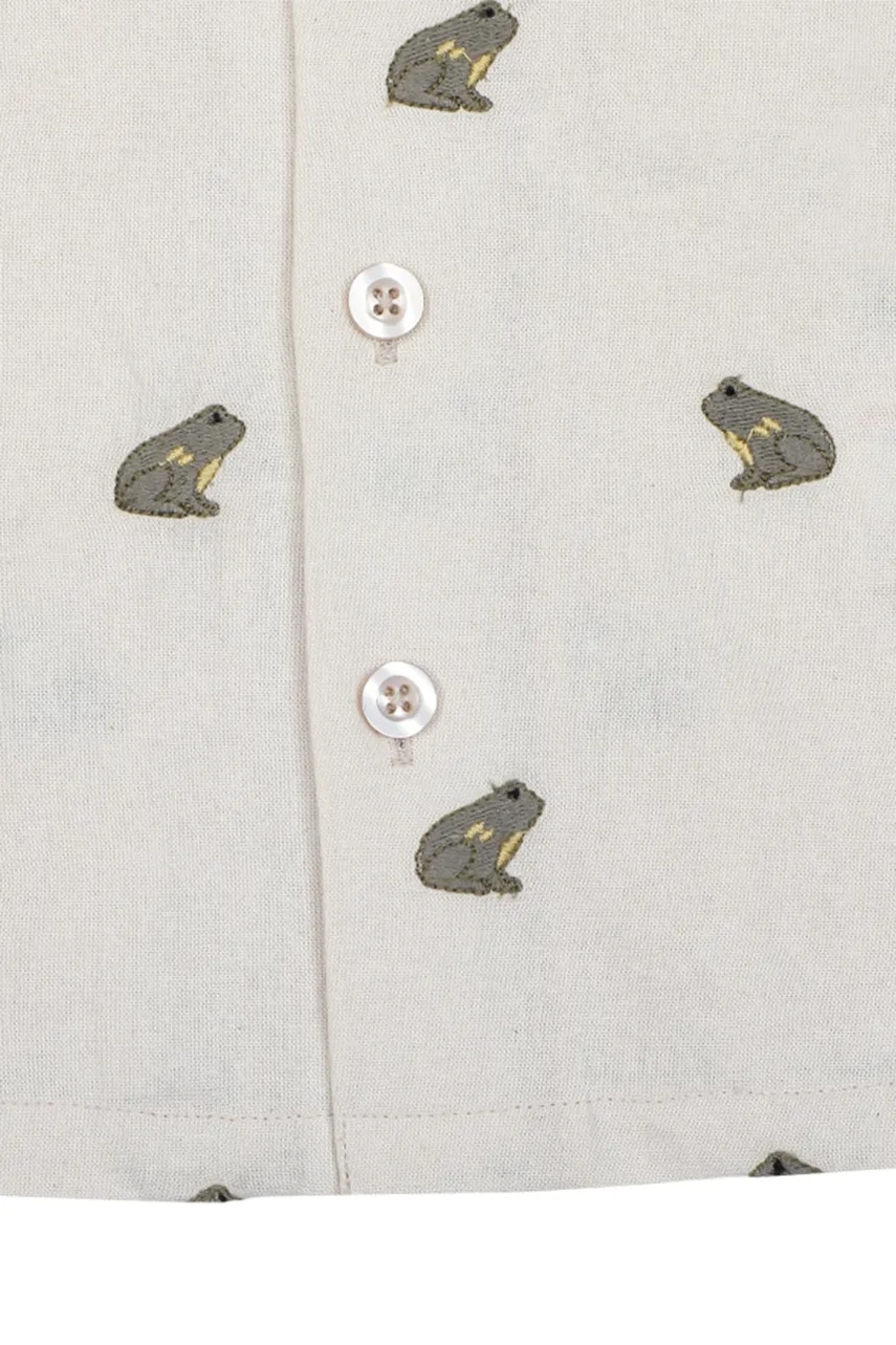 Detská košeľa s prímesou ľanu Donsje Deccie Shirt Frogs