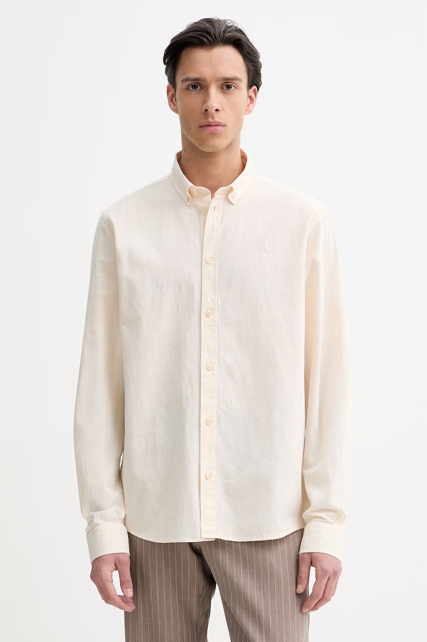 Πουκάμισο με προσθήκη λινού Les Deux Konrad