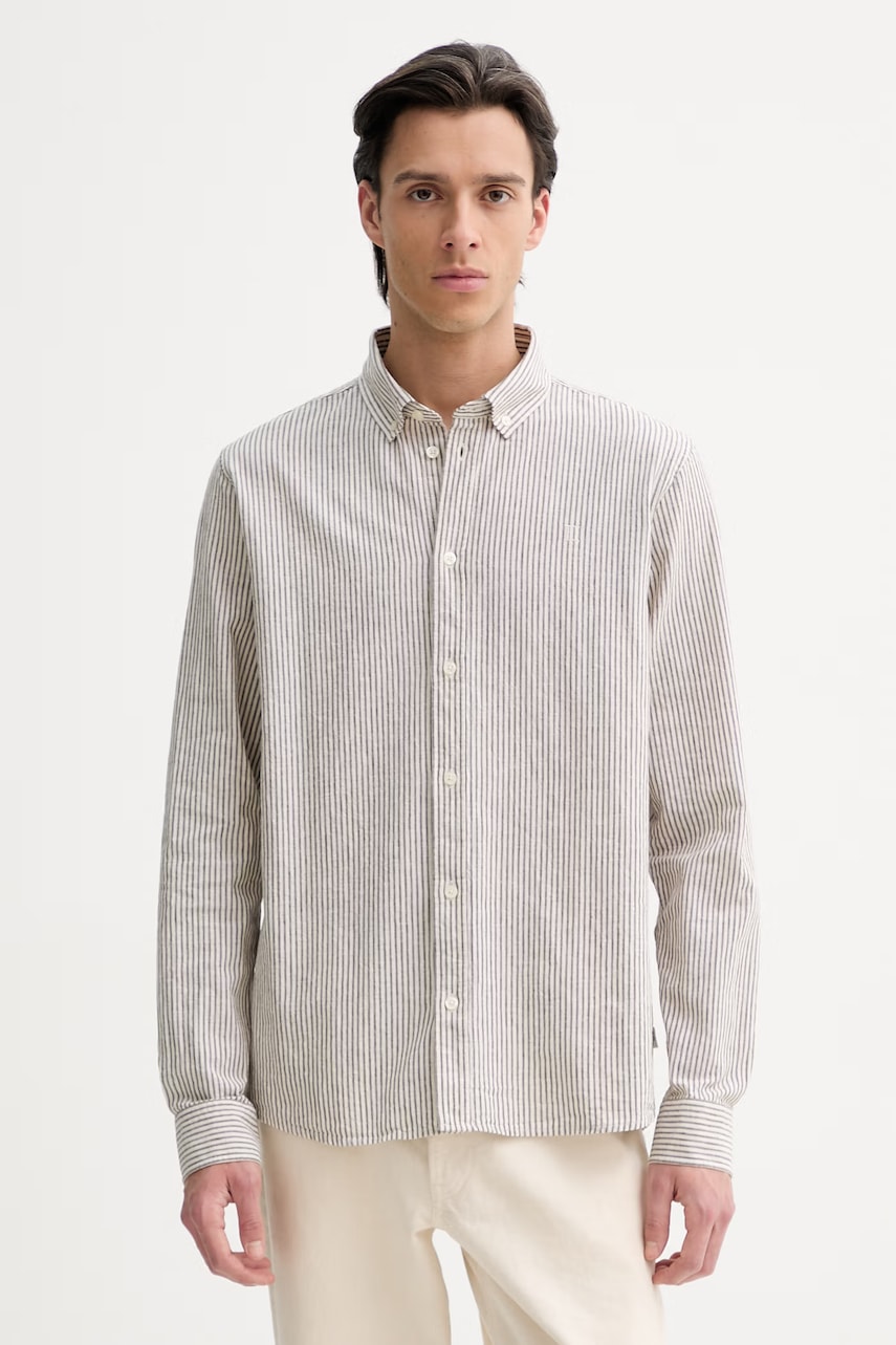 Πουκάμισο με προσθήκη λινού Les Deux Konrad