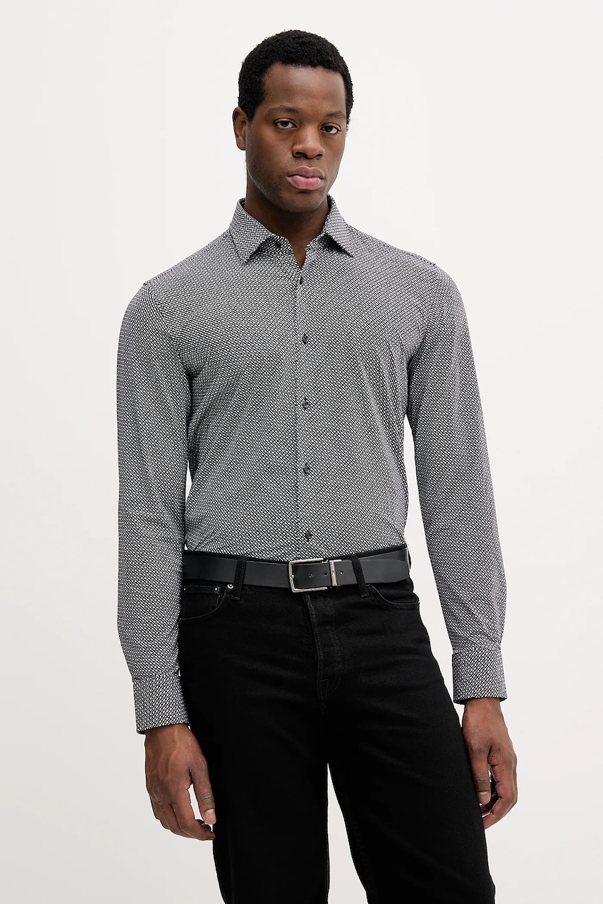 BOSS camasa culoarea negru, cu guler clasic, slim, 50556102