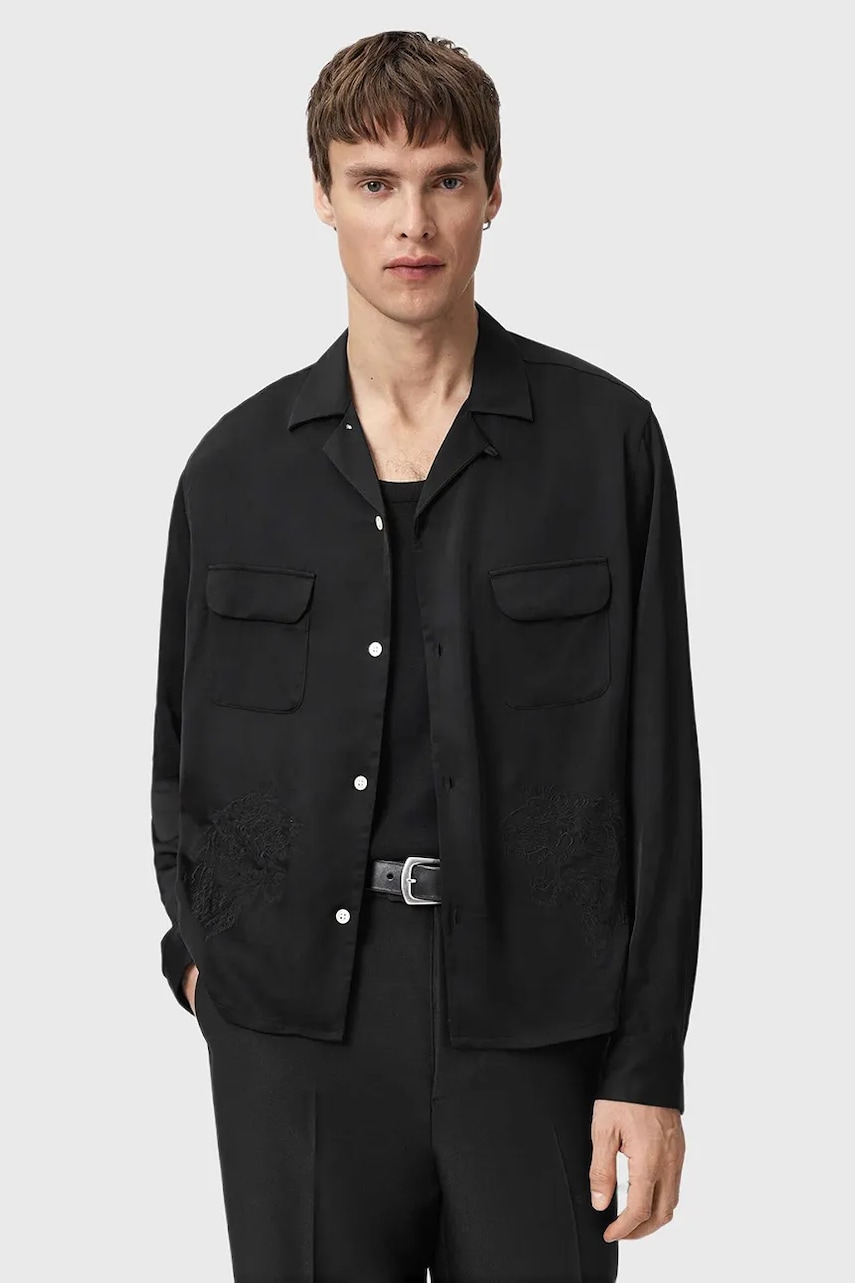 AllSaints cămașă culoarea negru, regular, M064SD