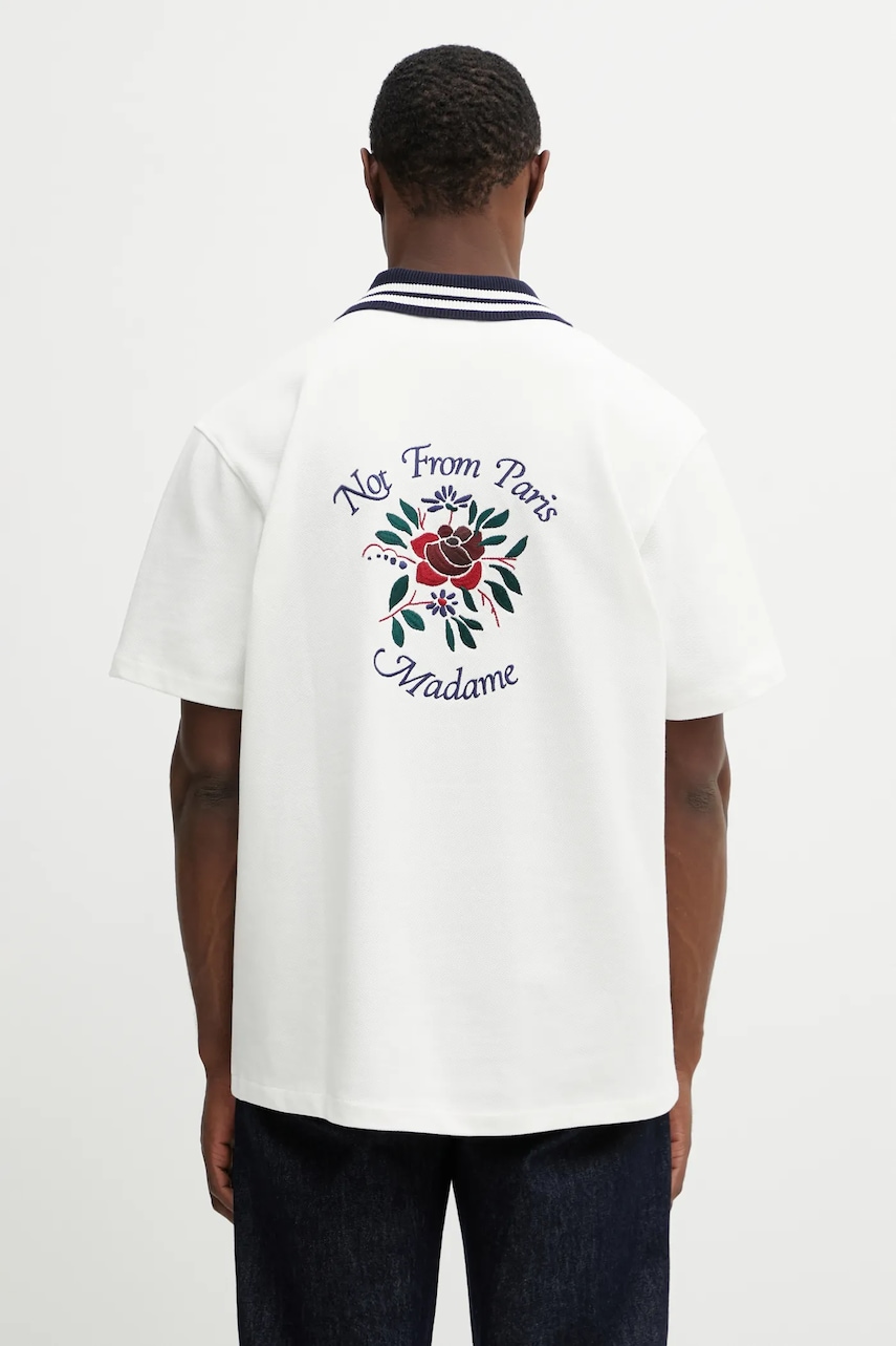 Drôle de Monsieur cămașă din bumbac Chemise Piquée Slogan Rose