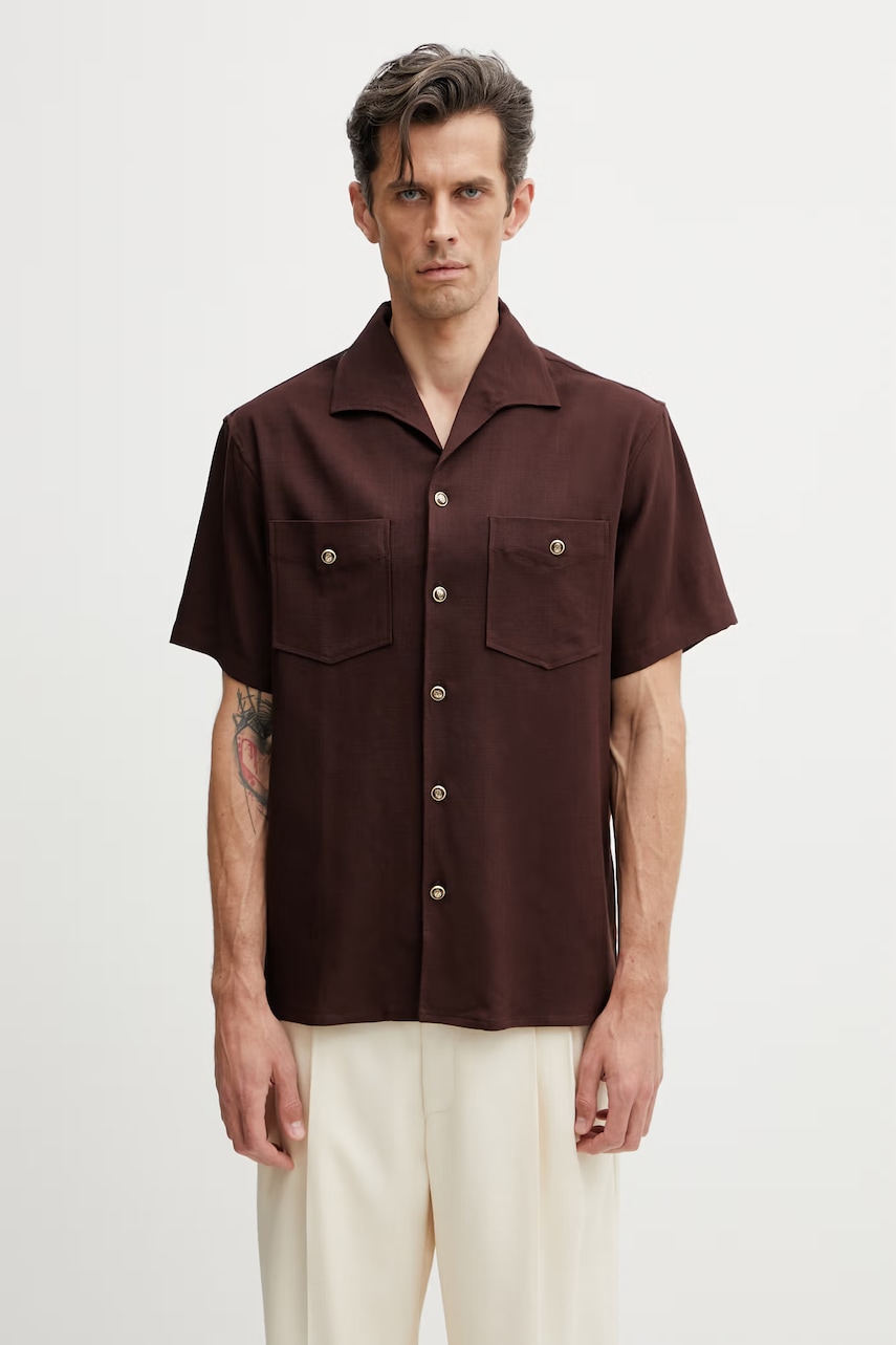 Drôle de Monsieur cămașă pentru bărbați, cu vâscoză Chemise a Poches Viscose