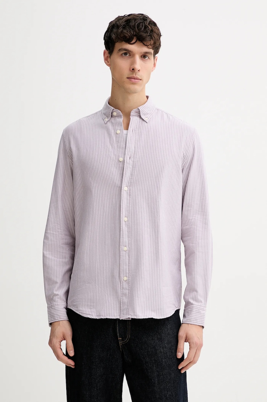 Marc O'Polo cămașă din bumbac culoarea roz, cu guler clasic, regular, 620733042172