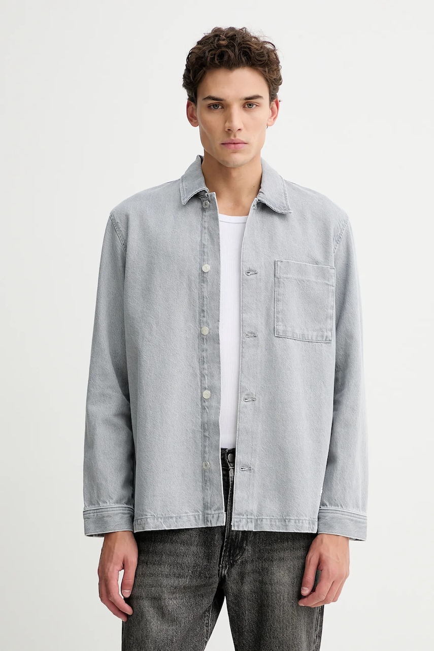 Marc O'Polo cămașă jeans culoarea gri, cu guler clasic, regular, 5000007430