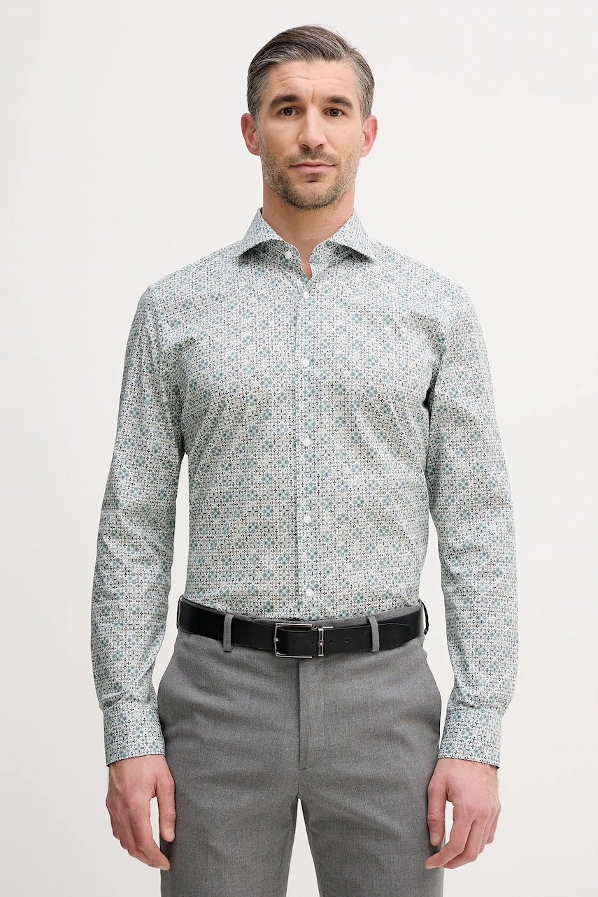 Joop! cămașă culoarea verde, cu guler italian, slim, 30101723