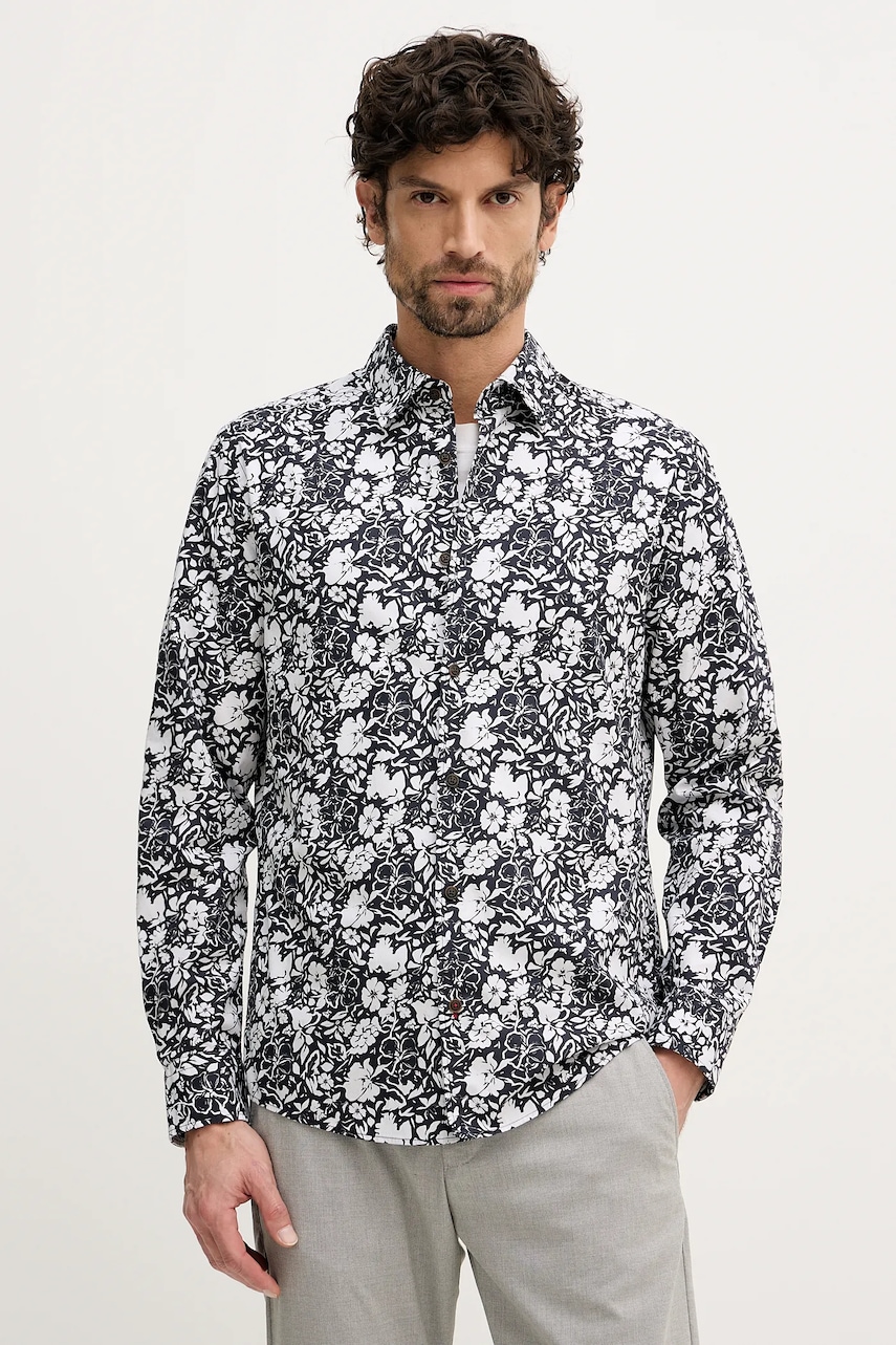 Joop! cămașă din bumbac culoarea bleumarin, cu guler clasic, regular, 30101545