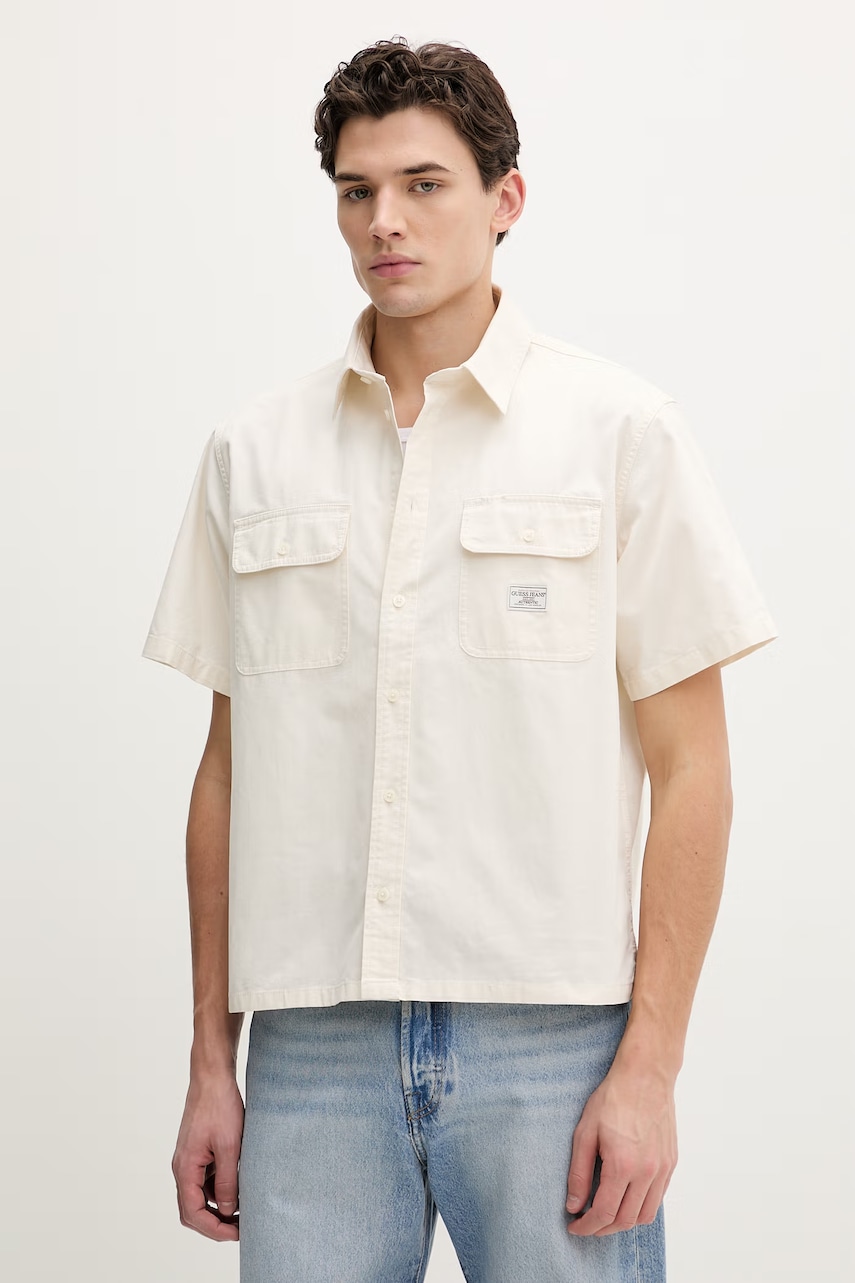 Βαμβακερό πουκάμισο Guess Jeans