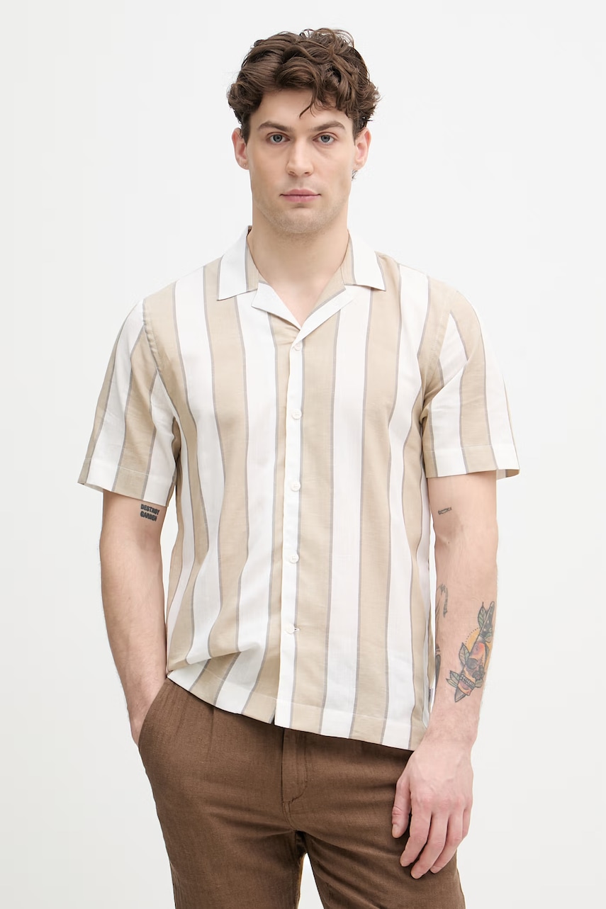 Lindbergh Πουκάμισο ανδρικό με πρόσμιξη λινού 30.203419