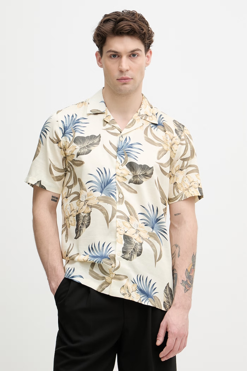 Lindbergh πουκάμισο ανδρικό με βαμβάκι 30.203861 μπεζ L,S,XXL,XL,M