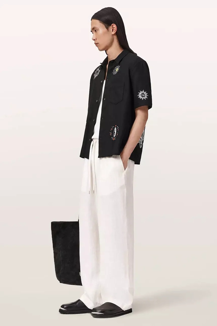 Košile s příměsí lnu AllSaints KARLTON (obrázek 5)