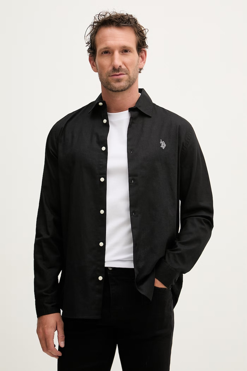 E-shop U.S. Polo Assn. safari košile pánská se lnem LINEN BLEND LS