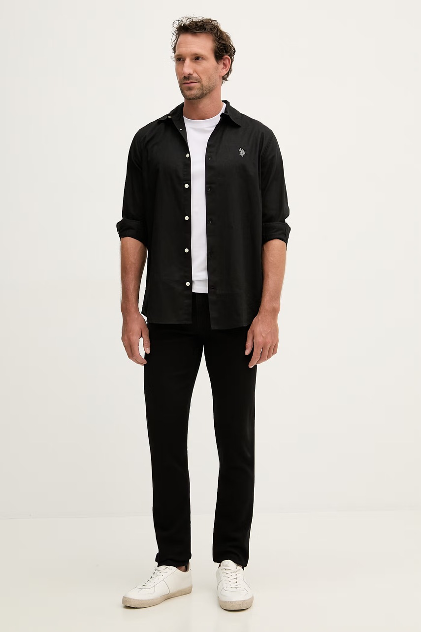U.S. Polo Assn. safari košile pánská se lnem LINEN BLEND LS (obrázek 2)