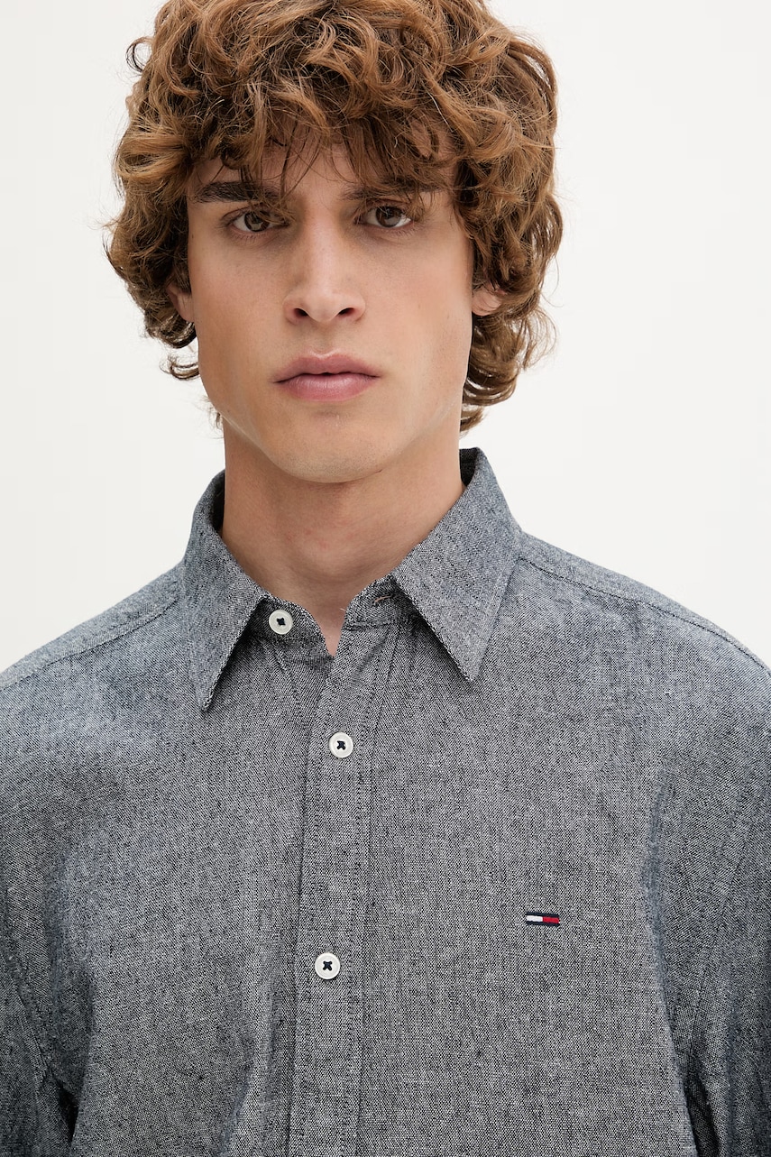 Tommy Jeans košeľa pánska s ľanom