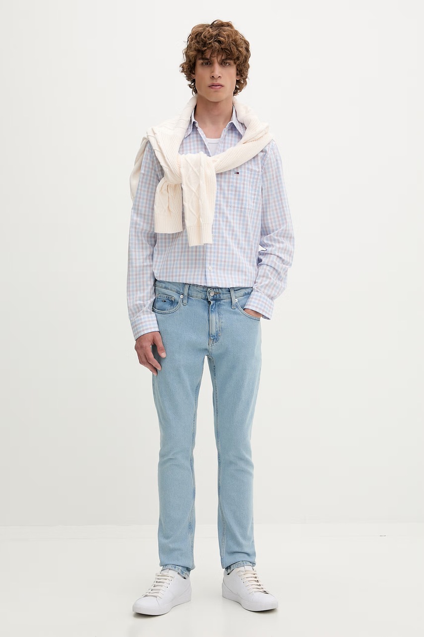 Tommy Jeans košeľa pánska bavlnená