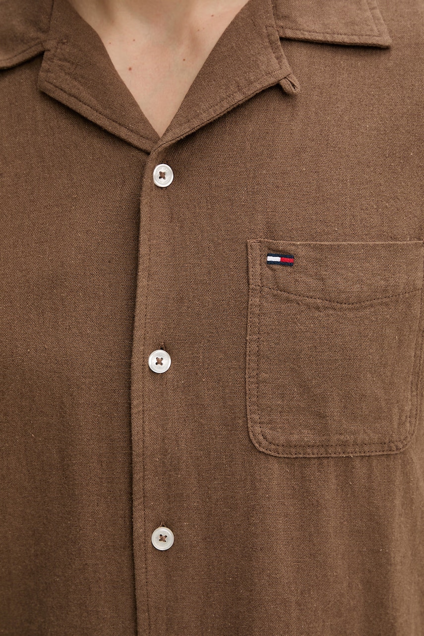Tommy Jeans košeľa pánska s ľanom