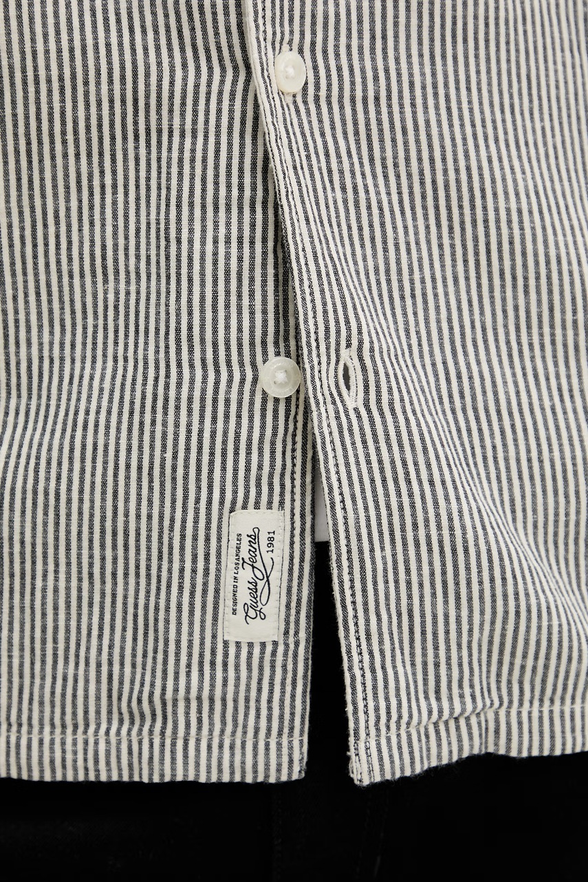 Guess Jeans košeľa pánska s prímesou ľanu