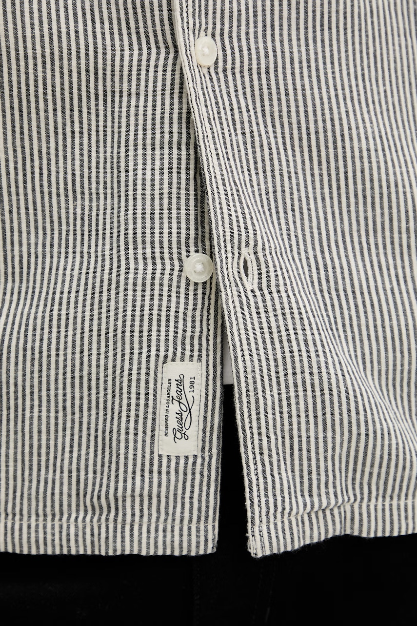 Guess Jeans košeľa pánska s prímesou ľanu