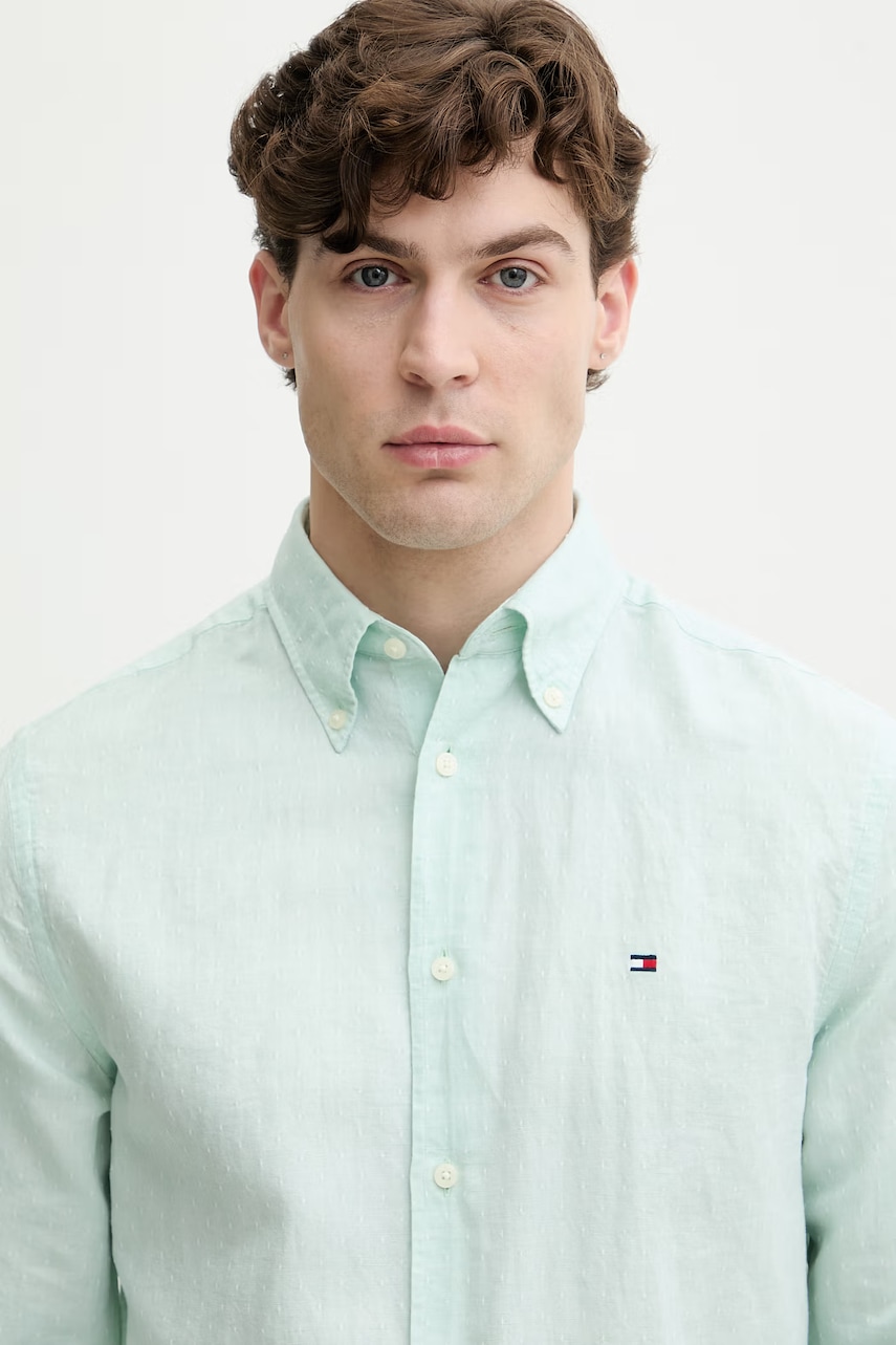 Tommy Hilfiger košeľa pánska s prímesou ľanu
