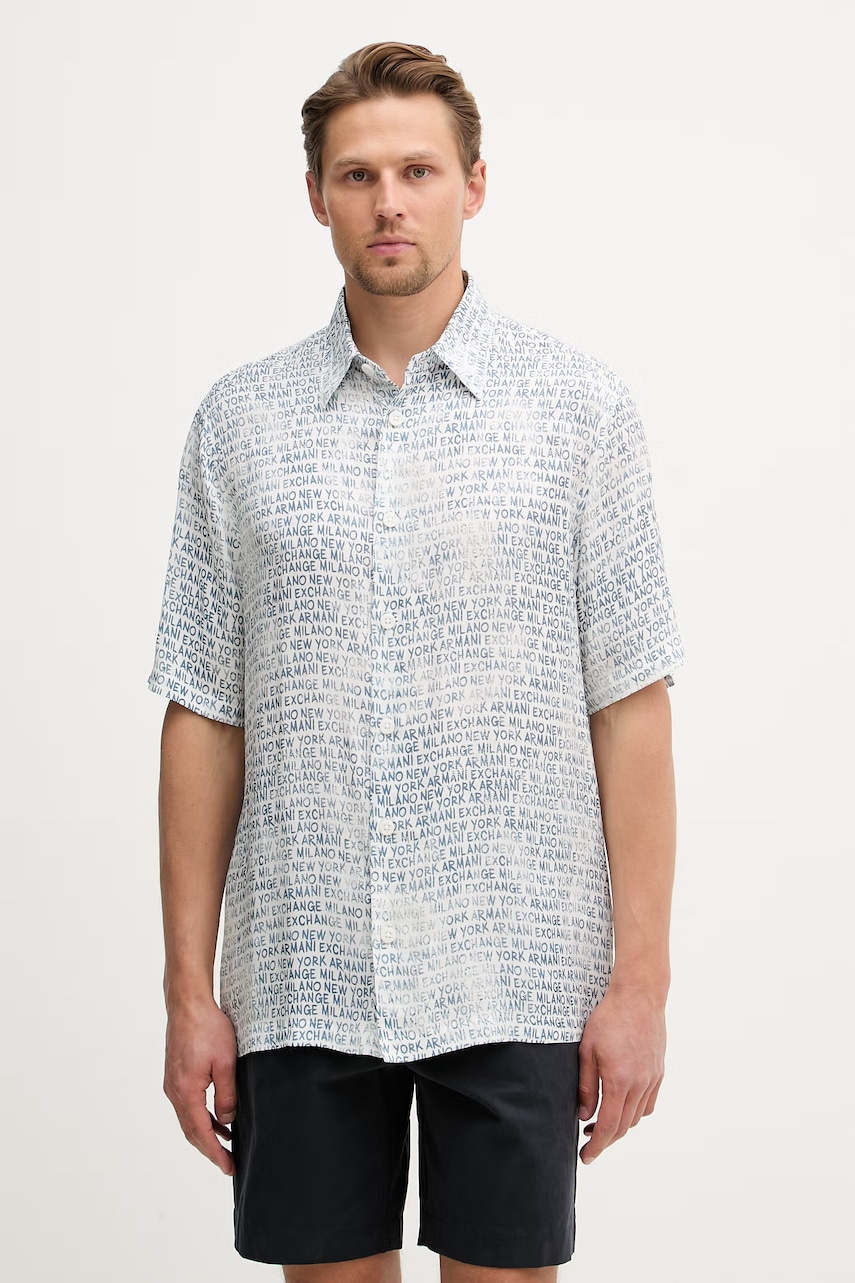 Armani Exchange cămașă pentru bărbați, cu vâscoză