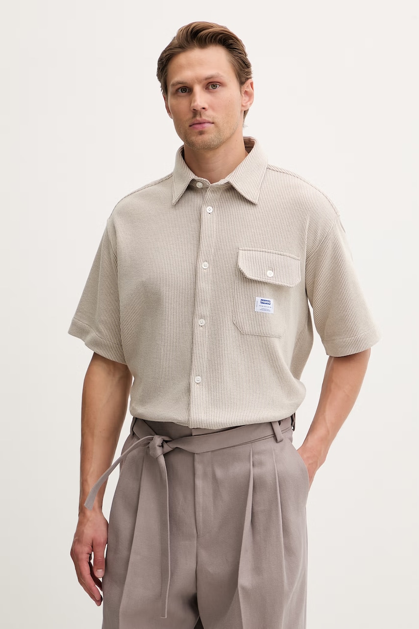 HUGO Blue cămașă pentru bărbați, cu bumbac Ebaffino