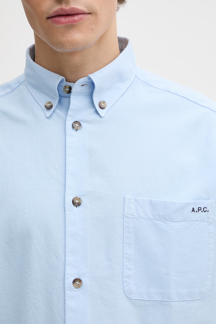 A.P.C. košeľa pánska bavlnená Mateo Logo