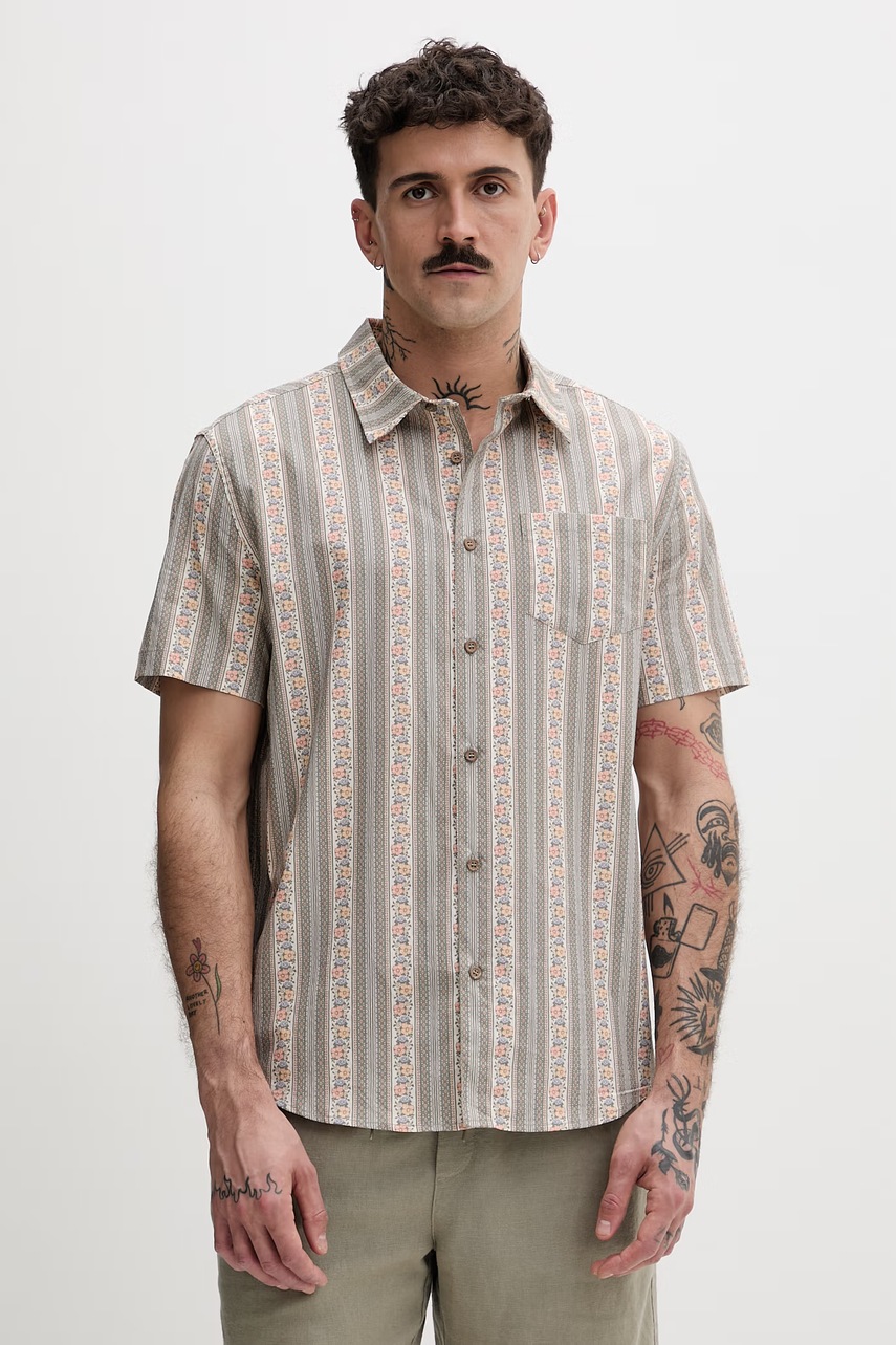 Ανδρικό βαμβακερό πουκάμισο Hurley MWVEUPP018 μπεζ S,M,XL,L