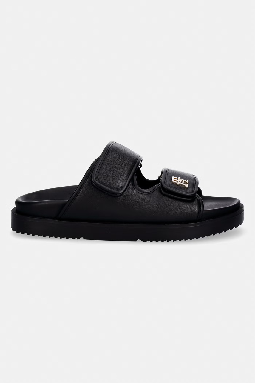 Tommy Hilfiger pantofle dámské kožené DOUBLE STRAP LEATHER SANDAL