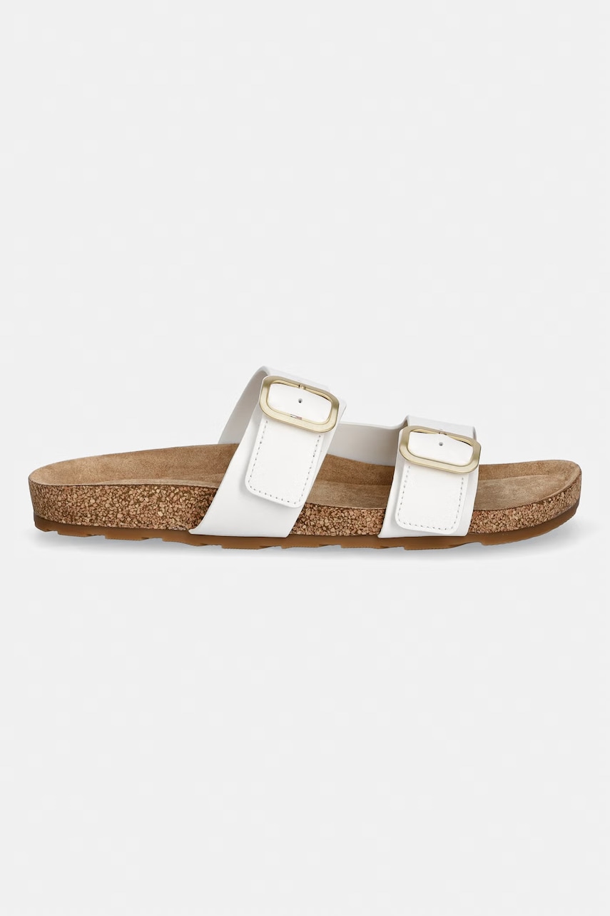 Tommy Hilfiger šľapky dámske kožené TH CLASSIC CORK SANDAL LEATHER