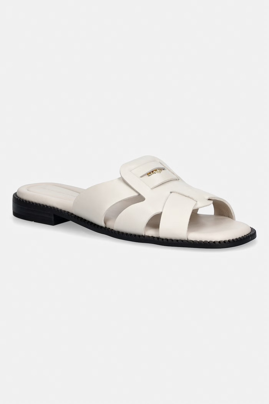 Tommy Hilfiger σαγιονάρες Γυναικείες δερμάτινες COIN LEATHER SANDAL FW0FW09126 μπεζ 38,39,37,41,42,36,40