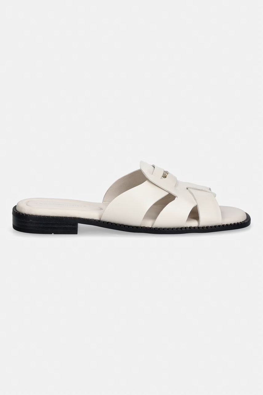 Tommy Hilfiger šľapky dámske kožené COIN LEATHER SANDAL